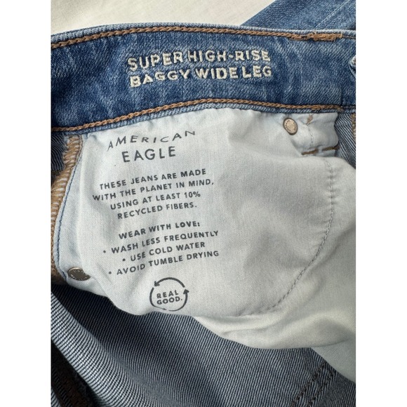 American Eagle Super High Rise Baggy Wide Leg Cargo Jeans Womens Size 4 - Picture 6 of 16